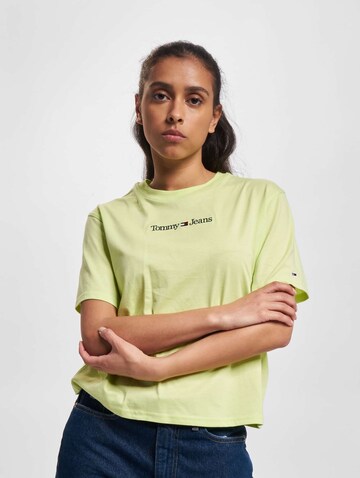 Tommy Jeans Shirt 'Serif Linear' in Groen: voorkant