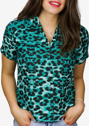 Camicia da donna 'Leopard' di King Kameha in verde: frontale