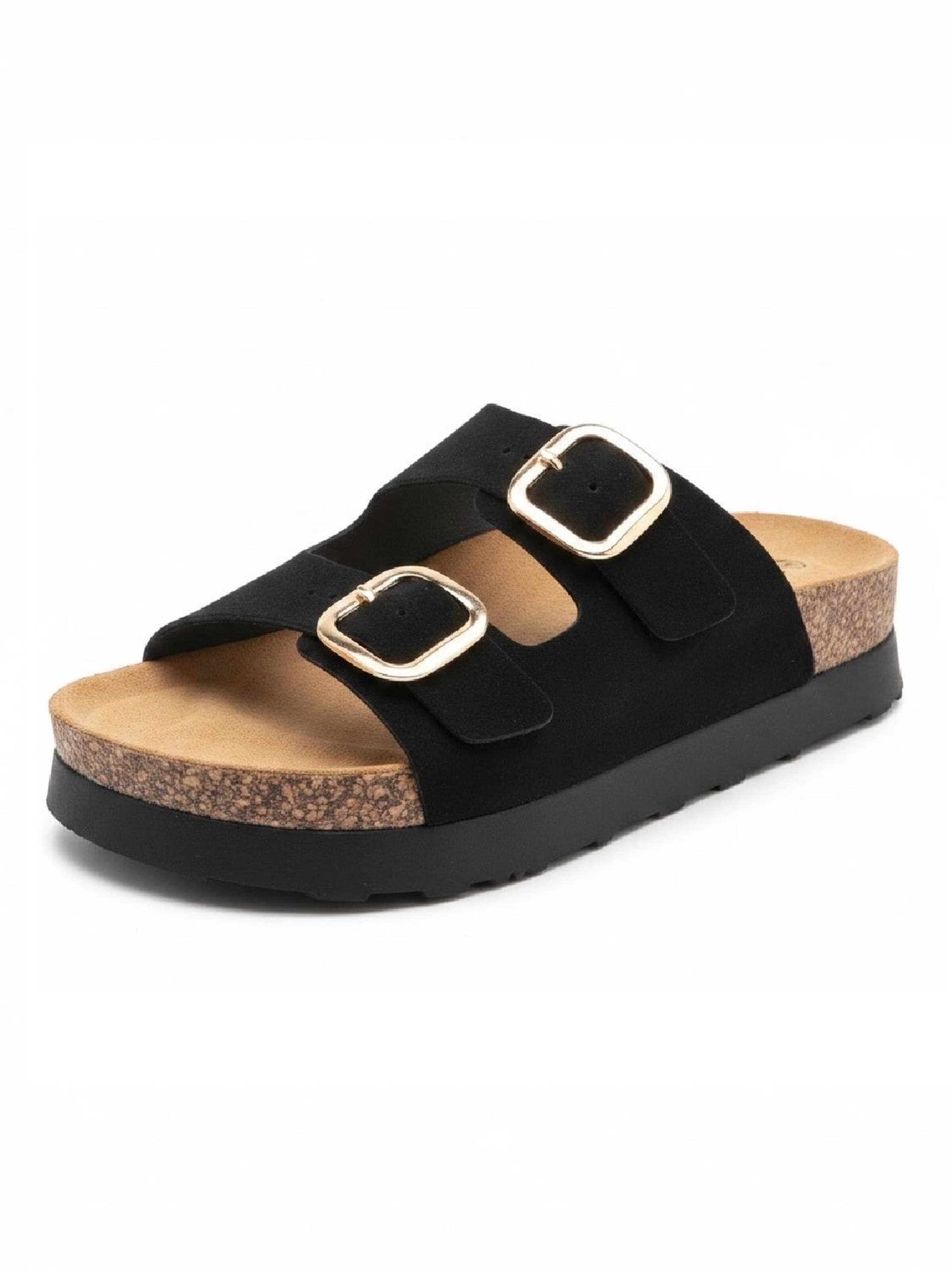 Pogolino Pantolette 'Damen Sandalen Pantoletten Plateau Animal Print TPW4'‌‌‌‌‌‌‌‌ in Schwarz: Vorderseite