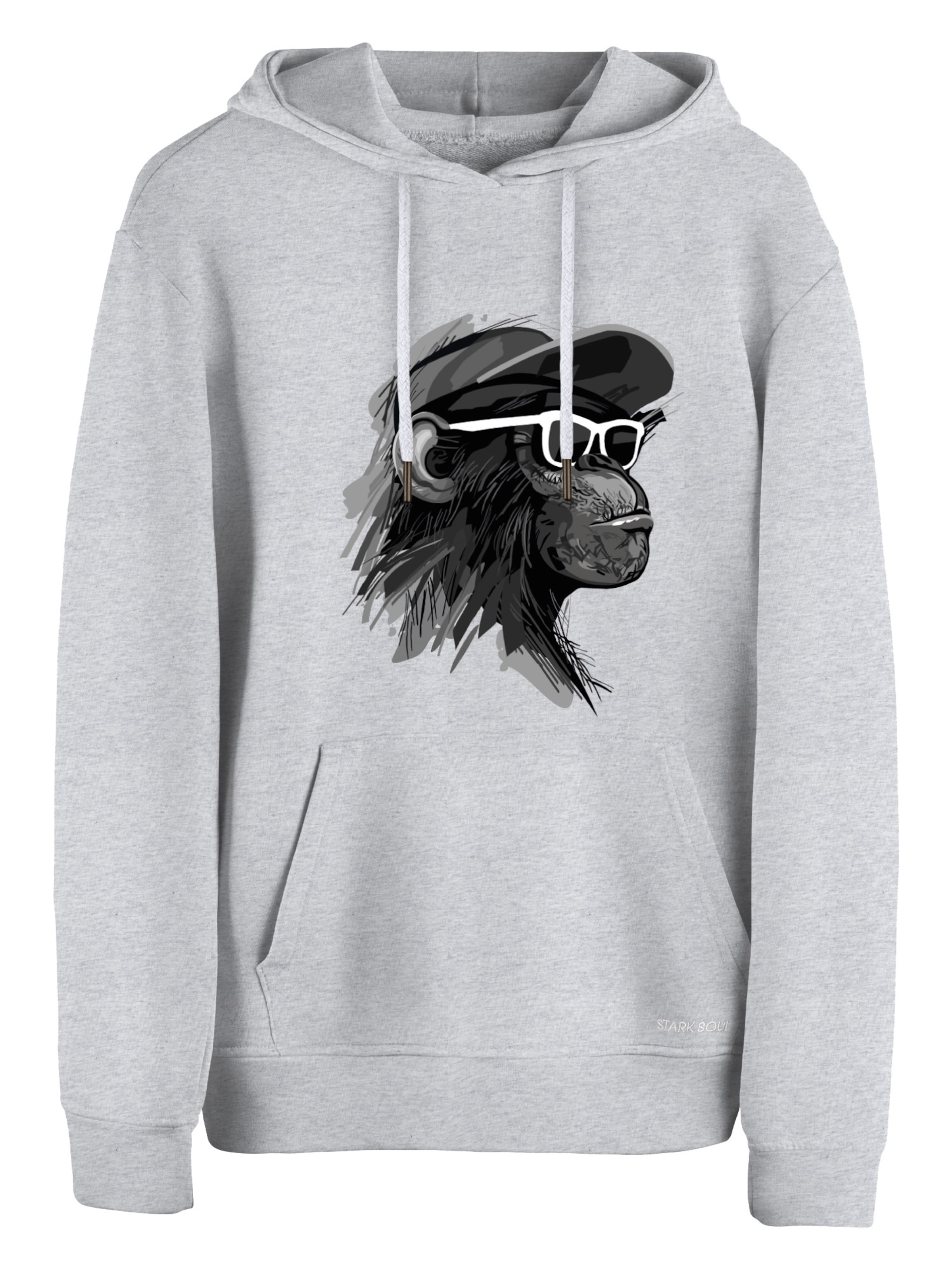 Felpa 'Cool Monkey mit Brille' di Cotton Prime in grigio: frontale