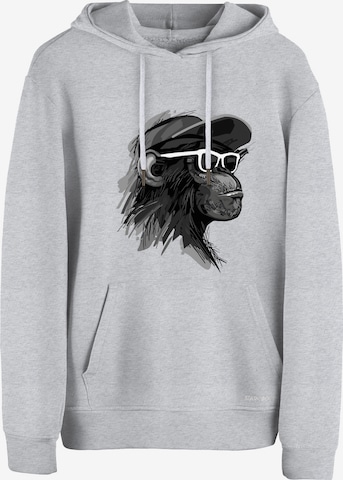 Cotton Prime Sweatshirt 'Cool Monkey mit Brille' in Grijs: voorkant
