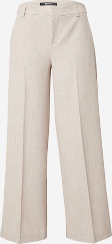 Gina Tricot Wide Leg Bukser med fals i beige: forside