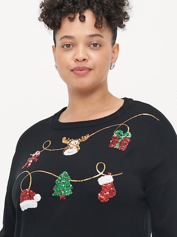 Vero Moda Curve Svetr 'VMCGLITTER' – černá