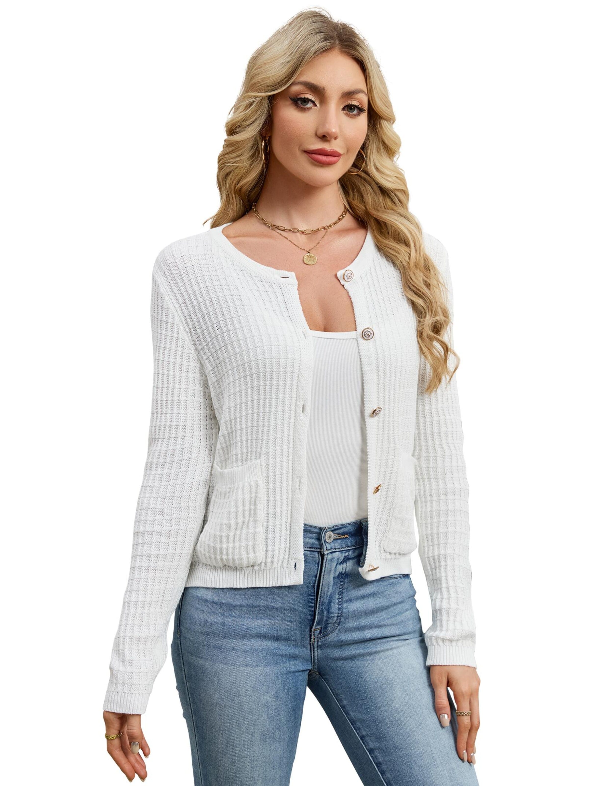 Yesfashion Kardigan w kolorze biały: przód
