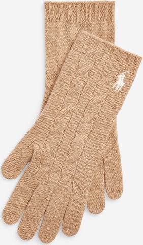 Polo Ralph Lauren Vingerhandschoenen in Beige: voorkant
