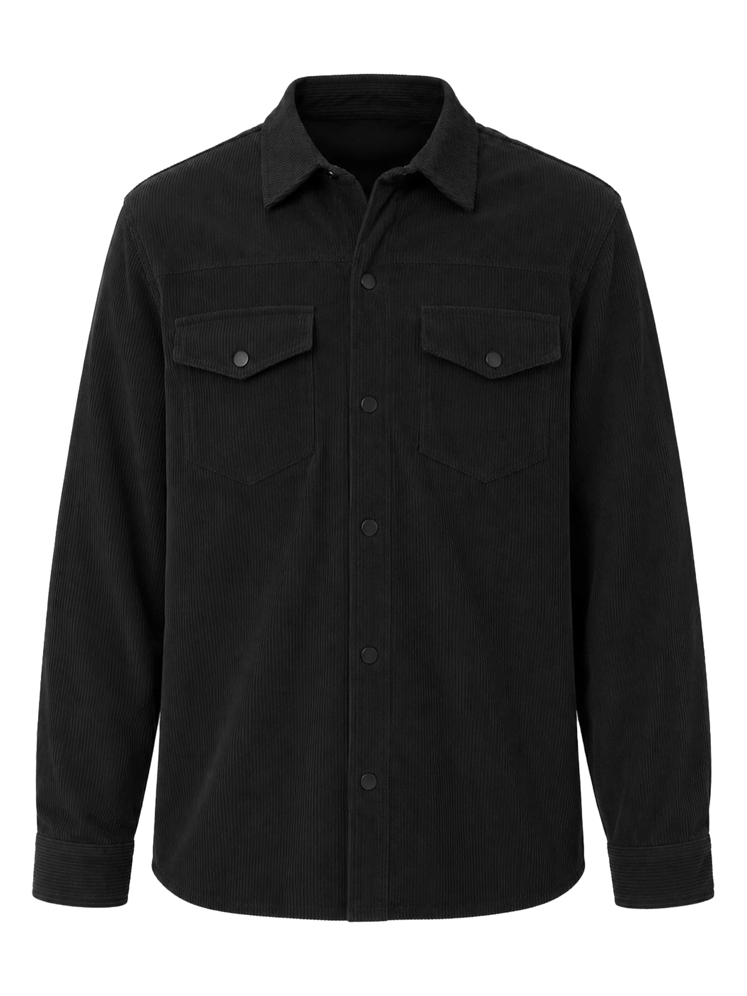 YAGESHARK Regular fit Button Up Shirt 'Hemdjacke Herren' in Black: front