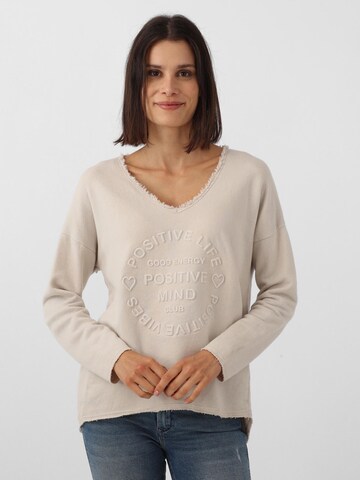 Zwillingsherz Pullover 'Love is Art' in Beige: predná strana