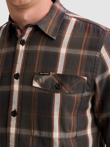 Coupe regular Chemise 'Shirt with lumberjack check pattern and herringbone texture' PME Legend en marron