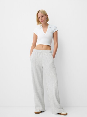 Wide Leg Pantalon Bershka en gris