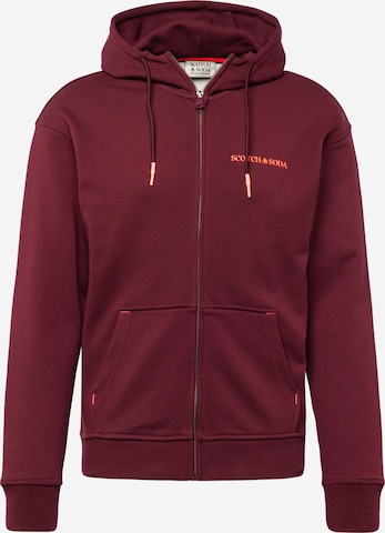 SCOTCH & SODA Zip-Up Hoodie in Red: front