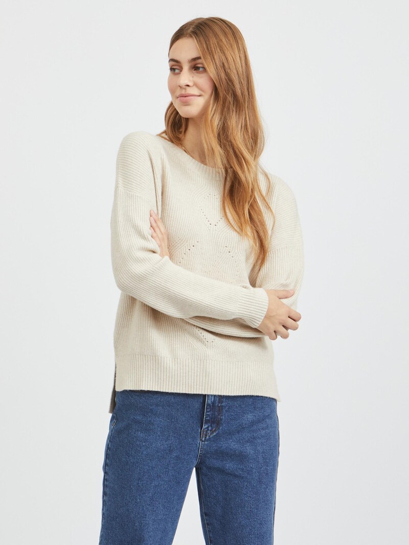 Women Clothing VILA Fine-knit sweaters Natural White