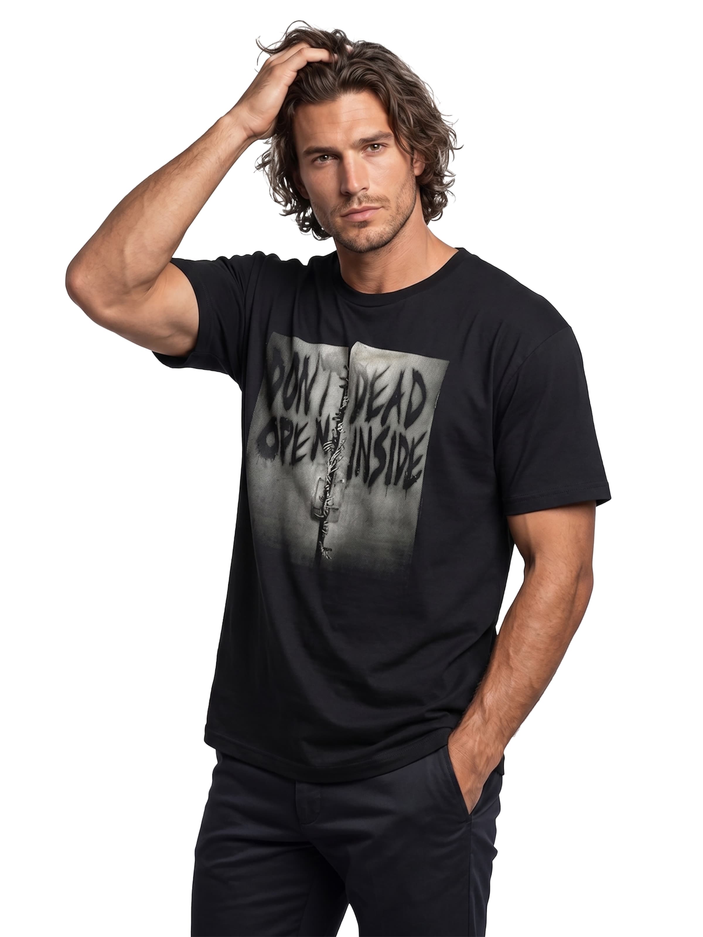 MAKAYA Shirt 'Don´t open dead inside' in Black