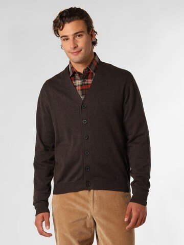 Finshley & Harding Knit Cardigan in Brown: front