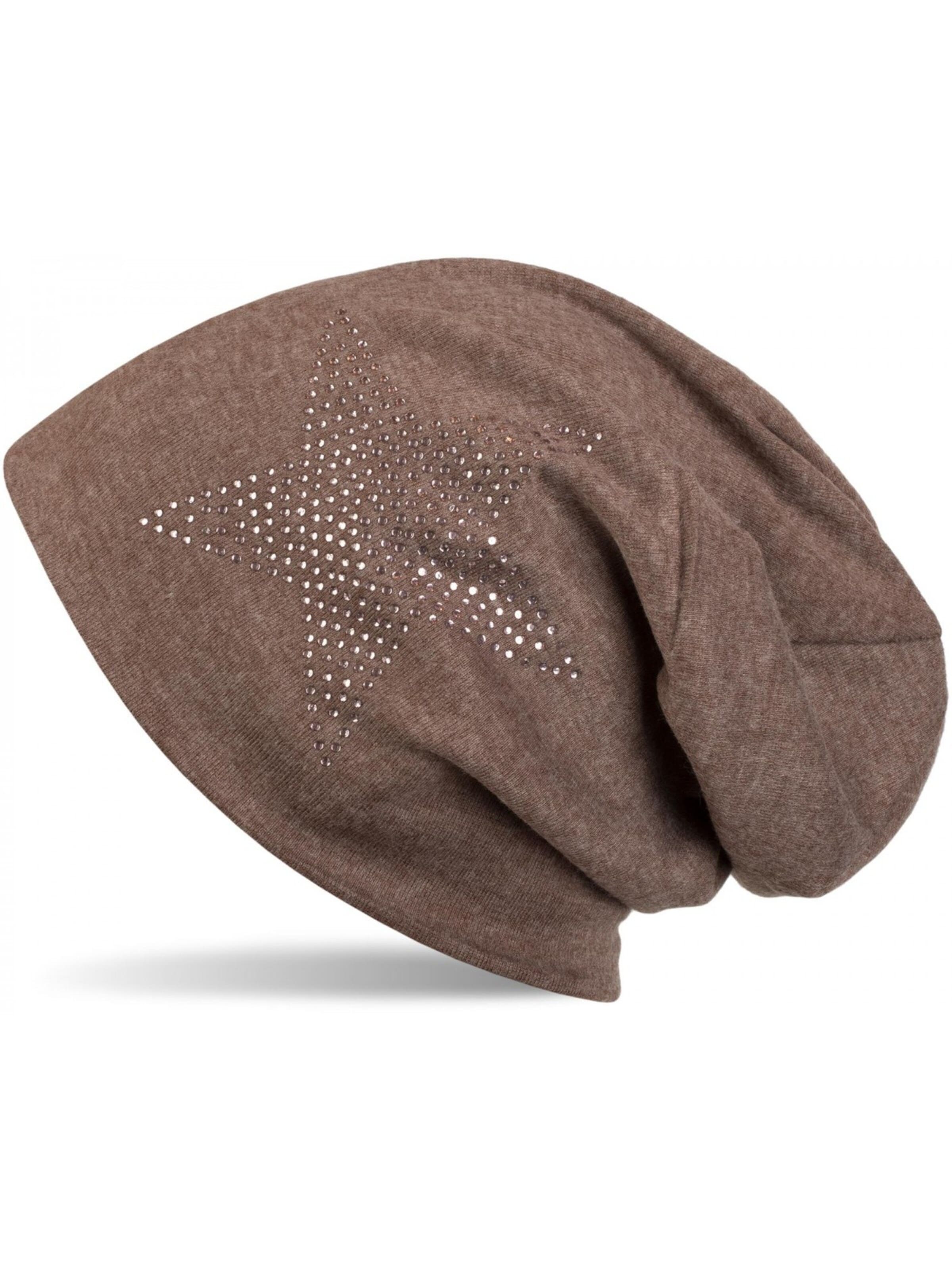 styleBREAKER Mütze 'Warme Beanie Mütze mit Strass Stern'‌‌‌‌‌ in Grau: Vorderseite