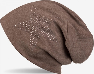 styleBREAKER Mütze 'Warme Beanie Mütze mit Strass Stern' in Grau: Vorderseite