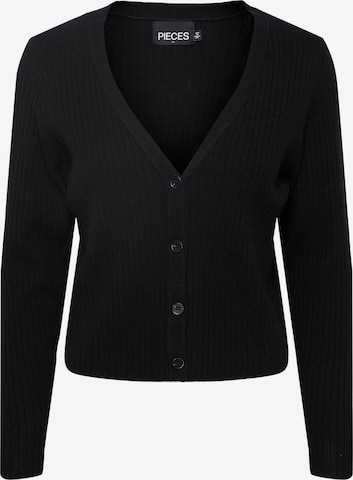 PIECES Knit Cardigan 'Crista' in Black: front