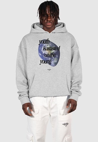 Lost Youth Sweatshirt 'World' in Grey: front