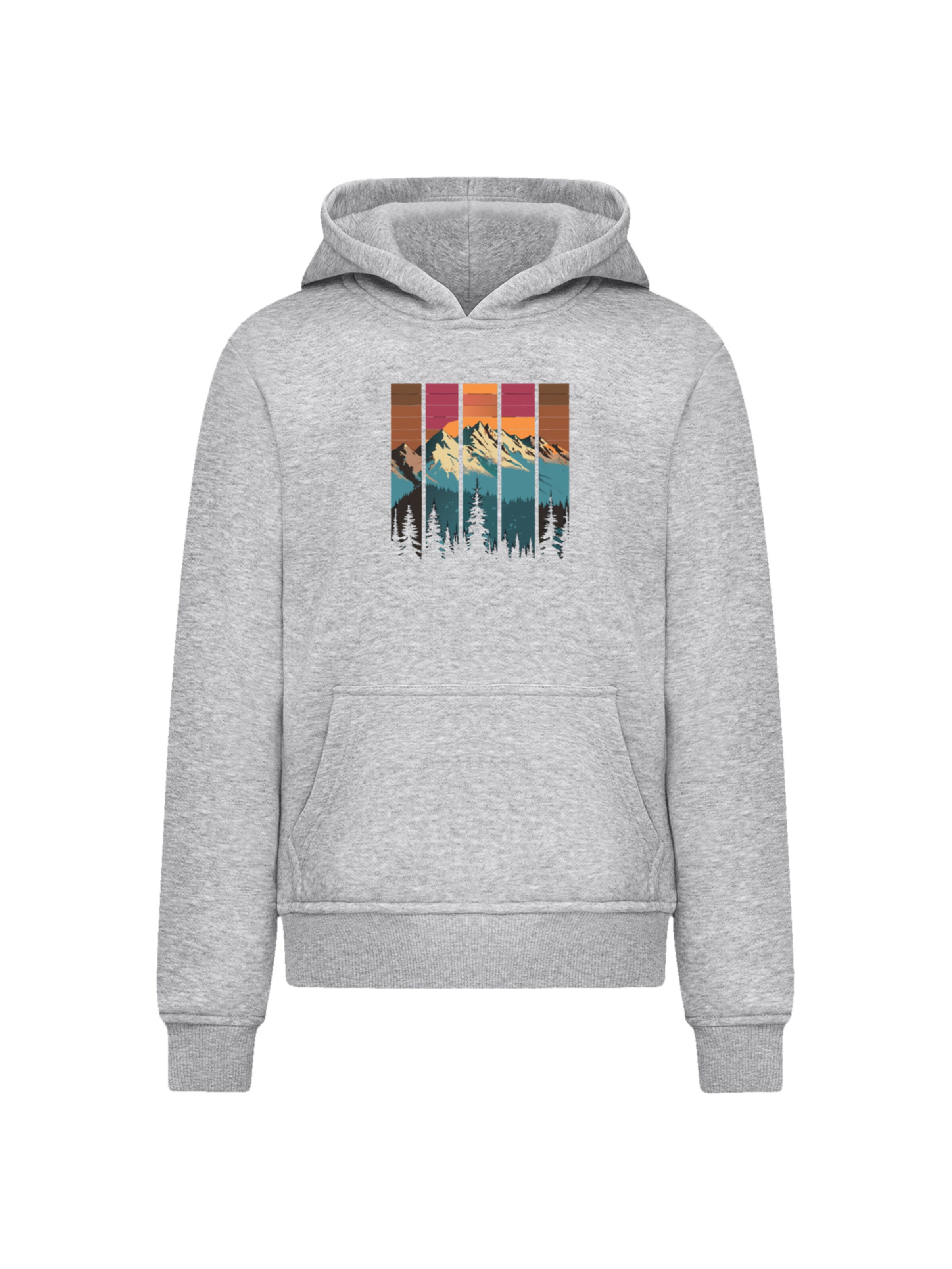F4NT4STIC Sweatshirt 'Berg Sonnenuntergang Retro' in Grijs: voorkant