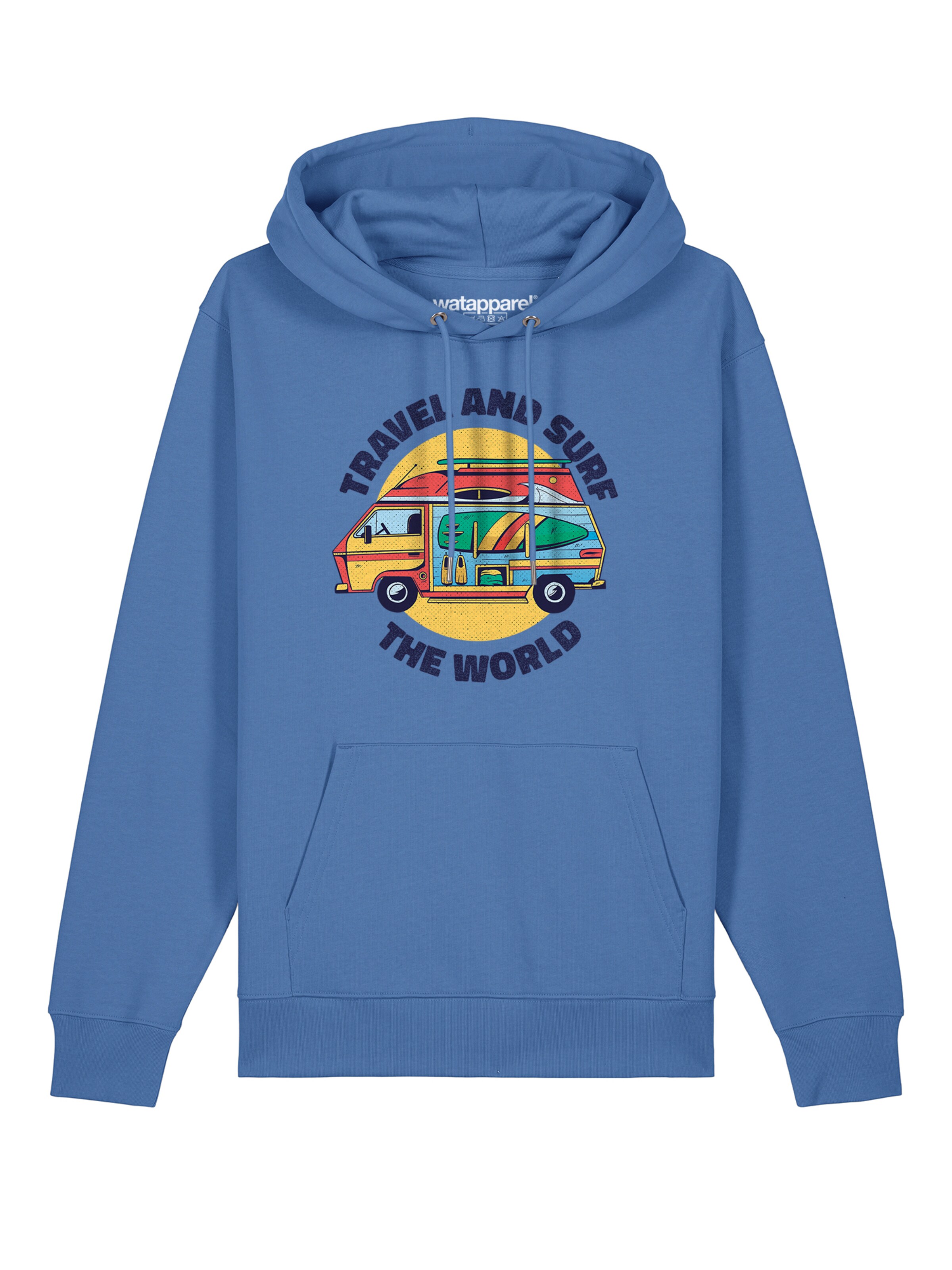 Sweat-shirt 'Travel and surf' Watapparel en bleu : devant
