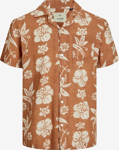 JACK & JONES Button Up Shirt 'JJFlores' in Light brown / White, Item view