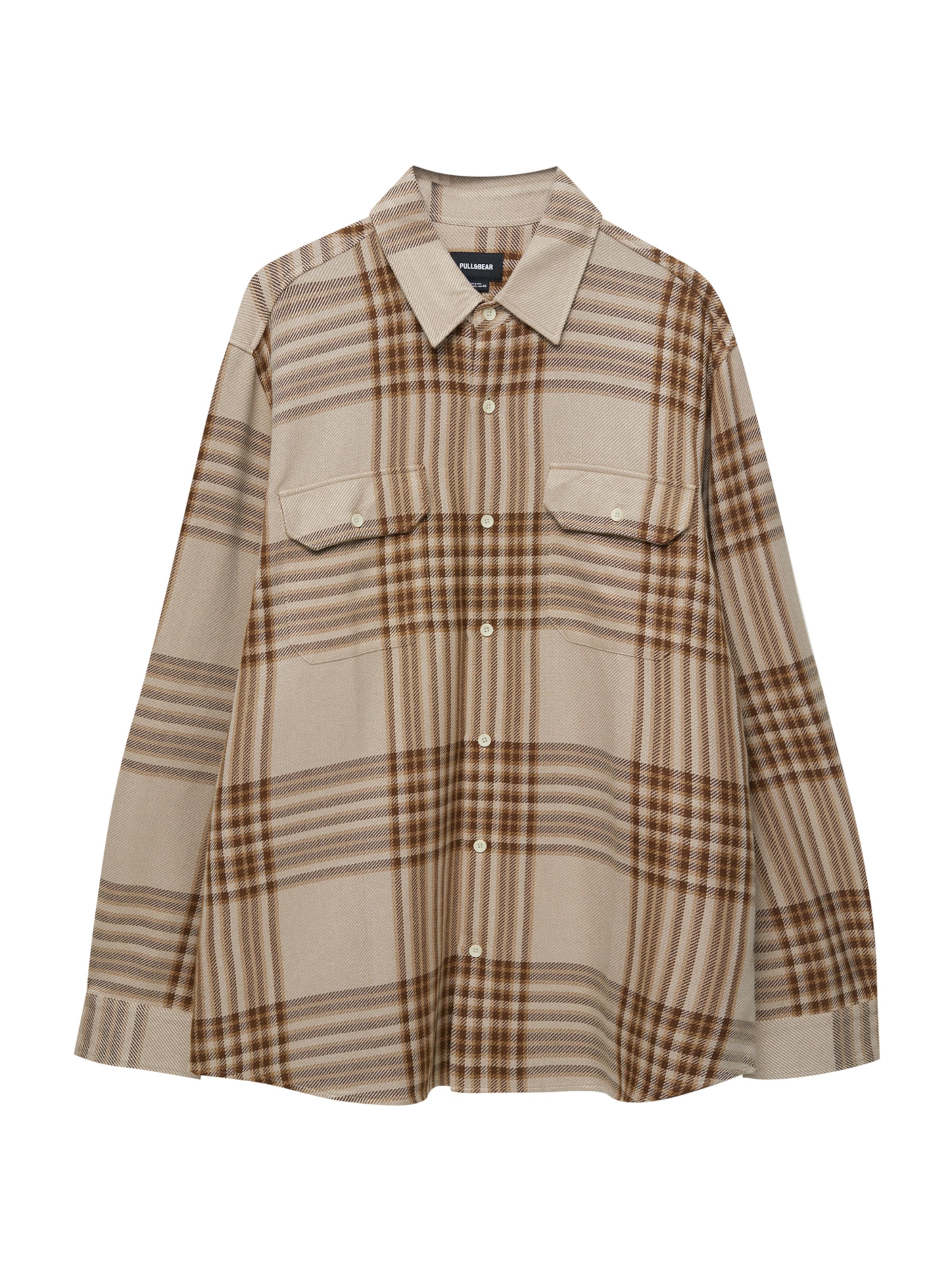 Pull Bear Comfort fit Overhemd in Donkerbeige ABOUT YOU