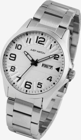 Just Watch Analog Watch 'Freddie, Datumsanzeige' in Silver: front