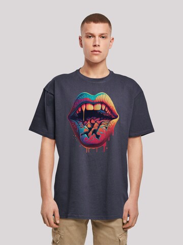 F4NT4STIC Shirt 'Drooling Lips' in Blue: front