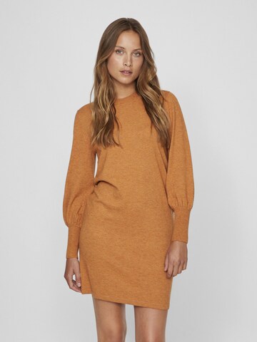 Vila Petite Knitted dress in Brown: front