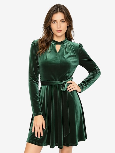 KoJooin Kleid 'Knielanges Samtkleid Langen Ärmeln Gürtel Damen Abschlusskleid für Party'‌‌‌‌‌‌‌‌‌ in 36 in dunkelgrün, Produktansicht