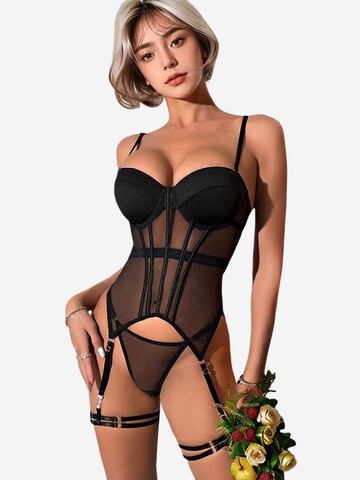 Magicshe Lingerie Bodysuit 'Sexy Spitzen Dessous-Sets mit Beinringen' in Black