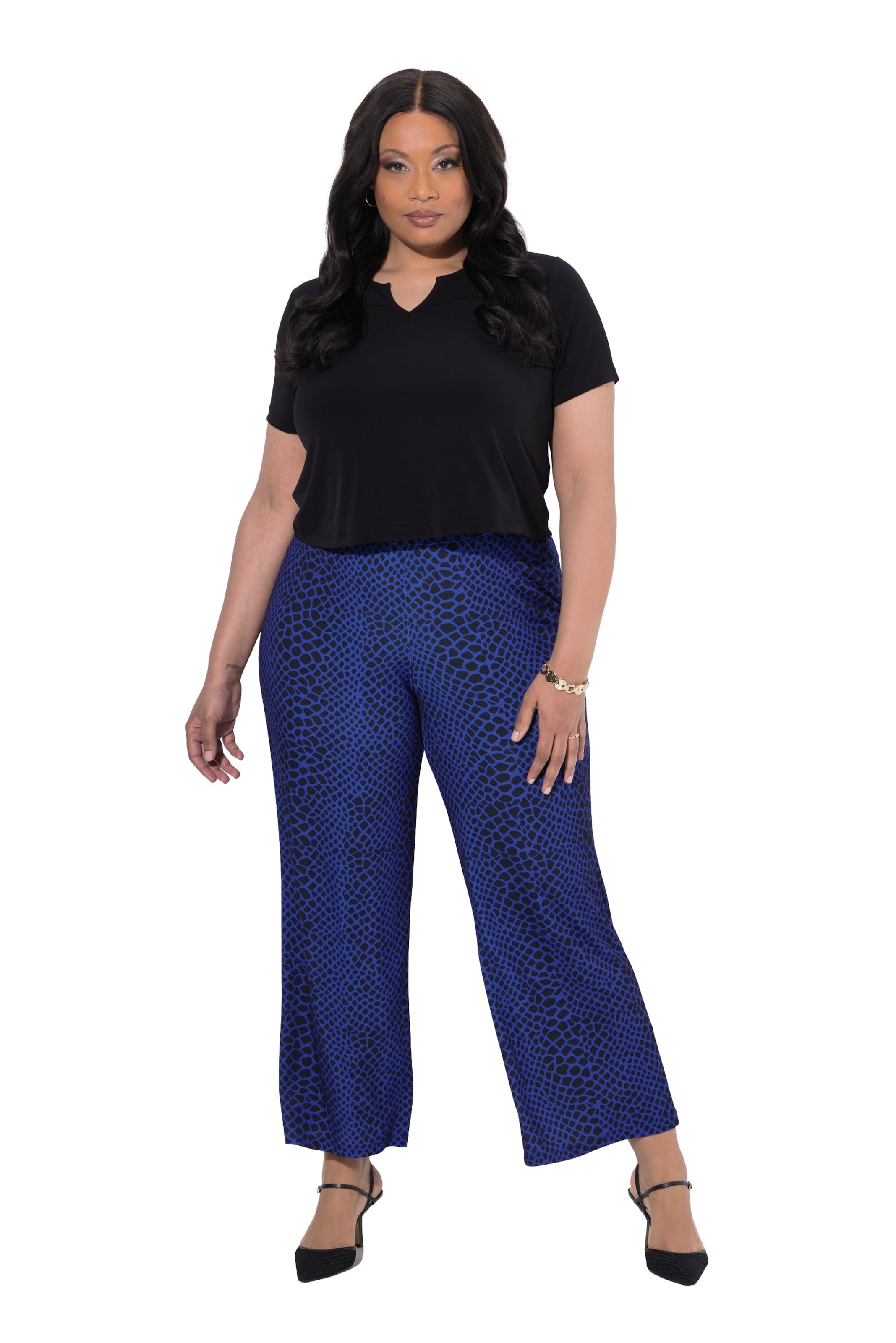Ulla Popken Wide leg Broek in Zwart