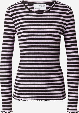 SELECTED FEMME T-shirt 'Anna' i lila: framsida