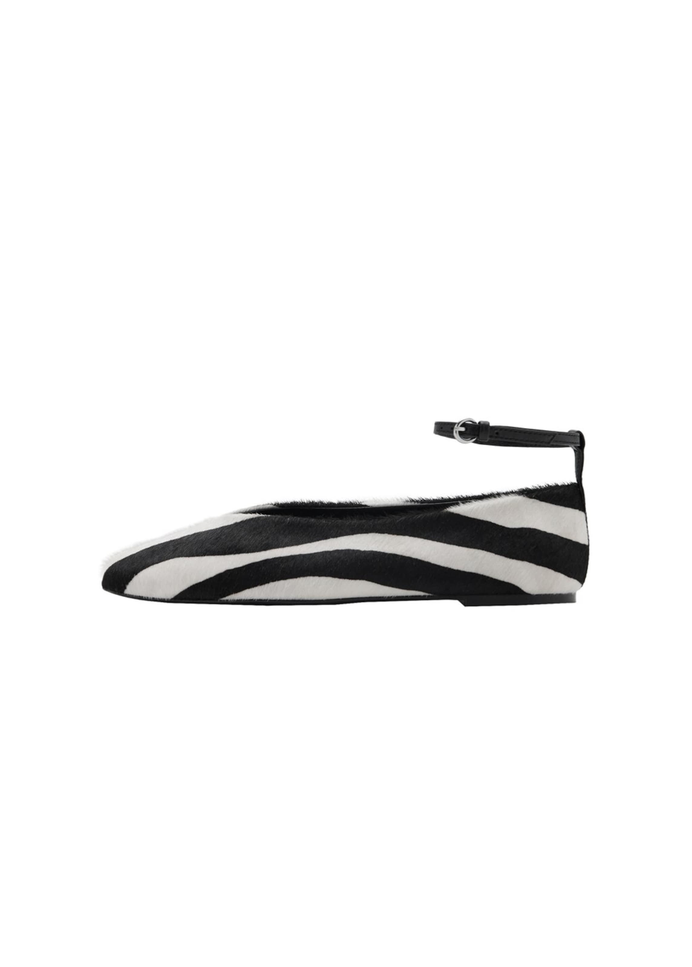 MANGO Ballet Flats with Strap 'Fabra' in Black / White, Item view