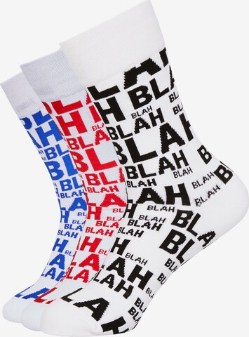 Mxthersocker Socks 'UNHINGED - BLAH-BLAH' in White: front