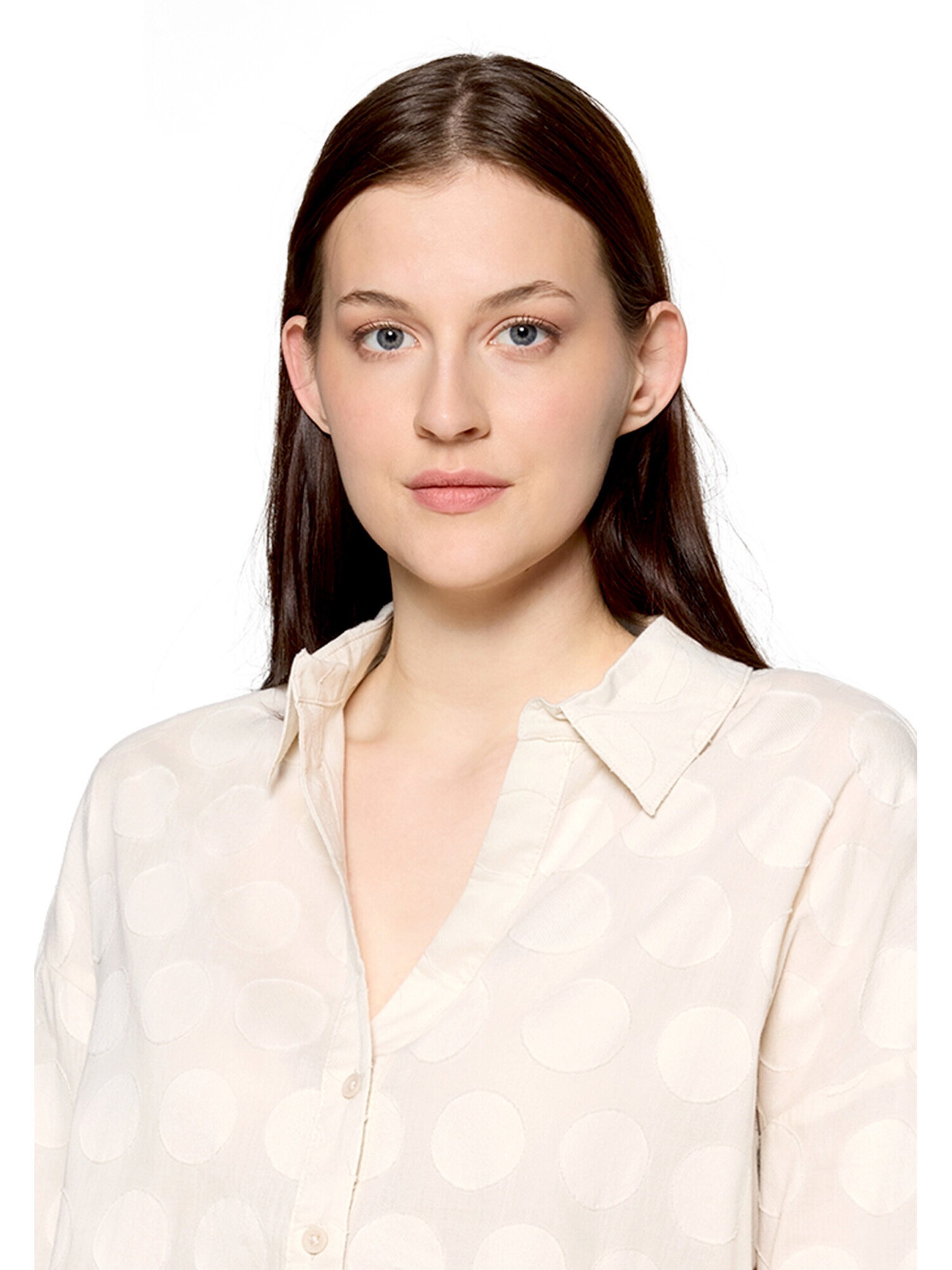 Cartoon Oversize-Bluse mit Kragen in Beige