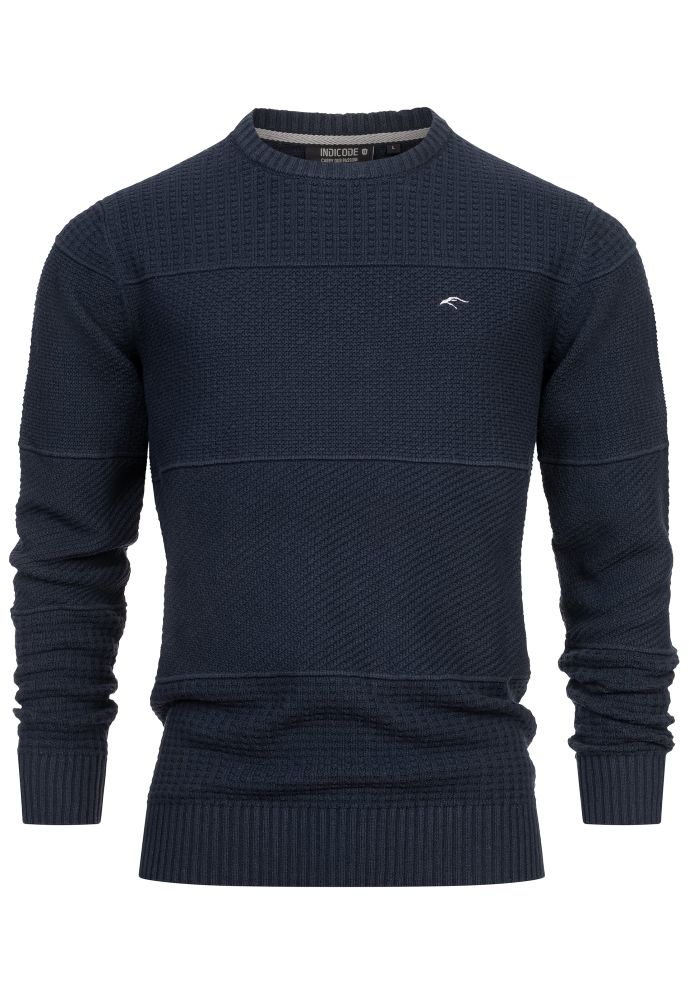 INDICODE JEANS Pullover 'Justice' in Blau: Vorderseite