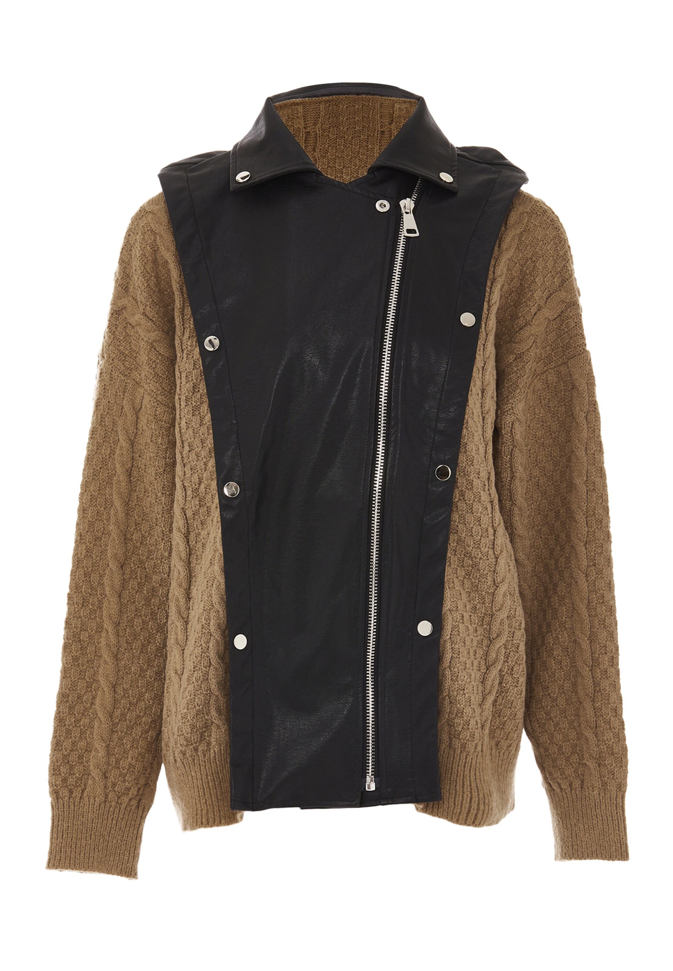 NAEMI - Casaco de malha em castanho: frente