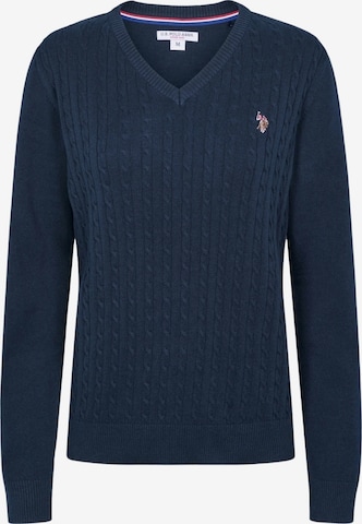 U.S. POLO ASSN. Sweter 'UWBell' w kolorze niebieski: przód