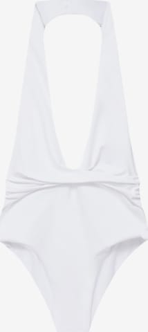Pull&Bear Koszula body w kolorze biały: przód