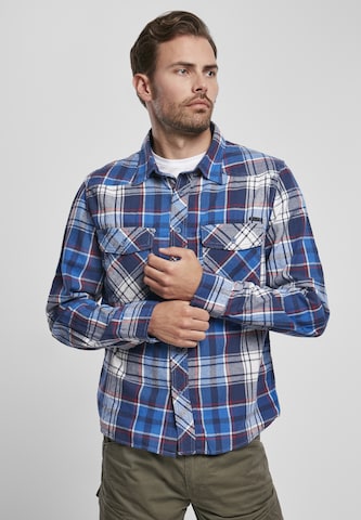 Brandit Regular fit Button Up Shirt in Blue: front