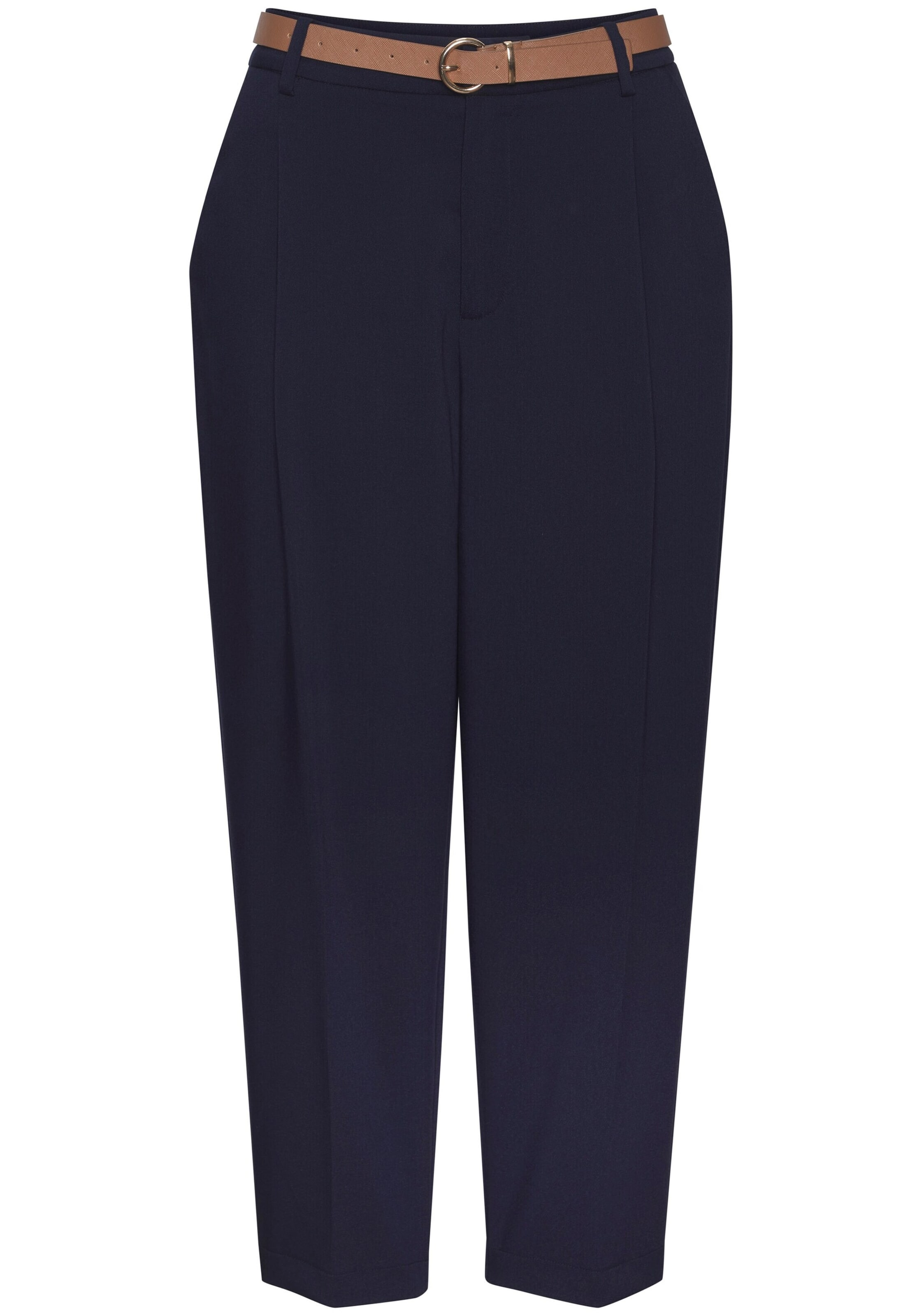 LASCANA Slimfit Hlače z naborki | modra barva: sprednja stran