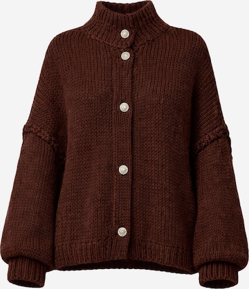 Worldclassca Oversized Cardigan 'Strickjacke mit Knopf' in Brown: front
