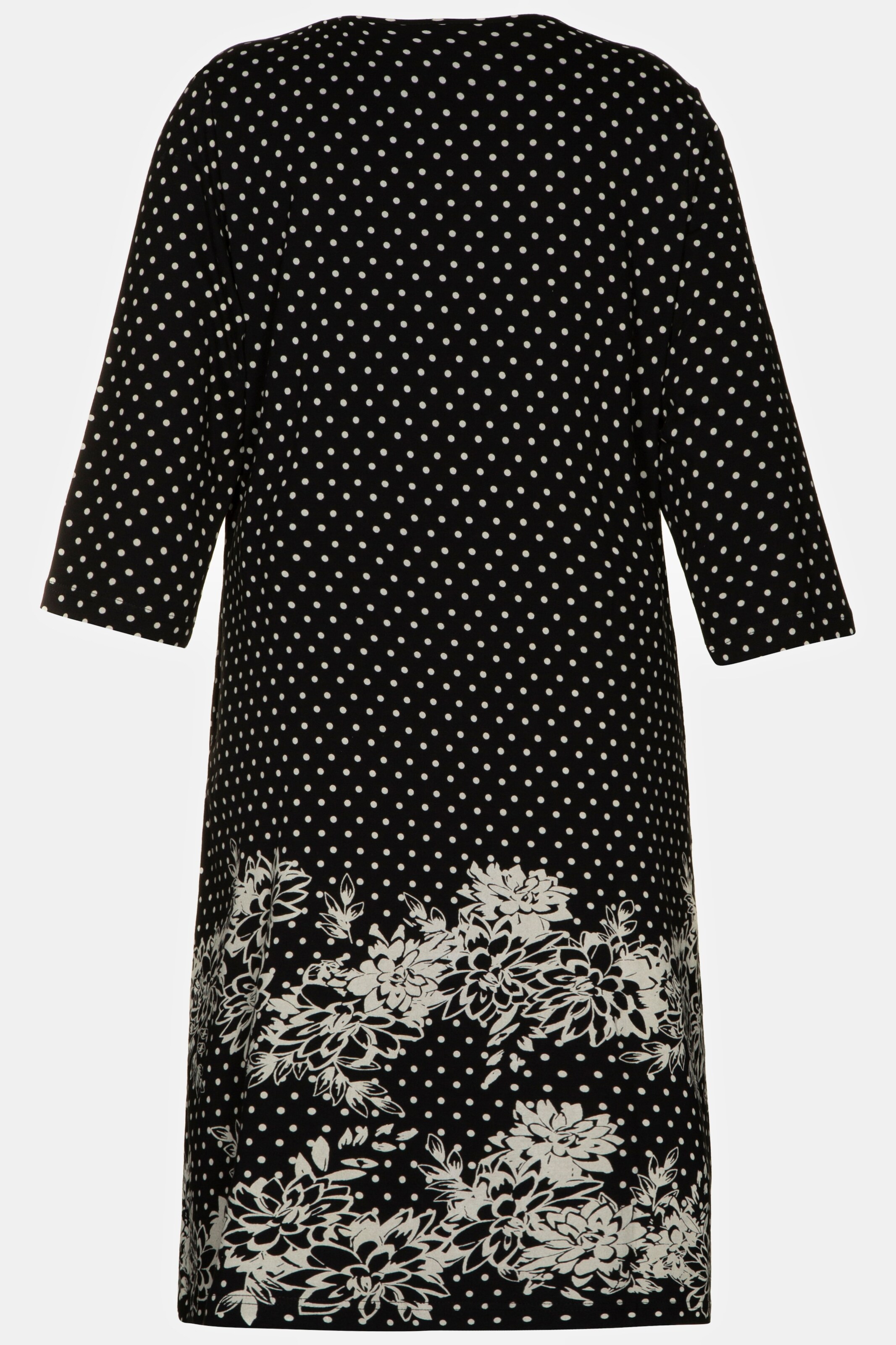 Frauen Große Größen Ulla Popken Ulla Popken Damen große Größen Midikleid, Punkte, Blütensaum 3/4-Arm 799874 in Schwarz - WI53154 Frauen Große Größen Ulla Popken Ulla Popken Damen große Größen Midikleid, Punkte, Blütensaum 3/4-Arm 799874 in Schwarz - WI53154