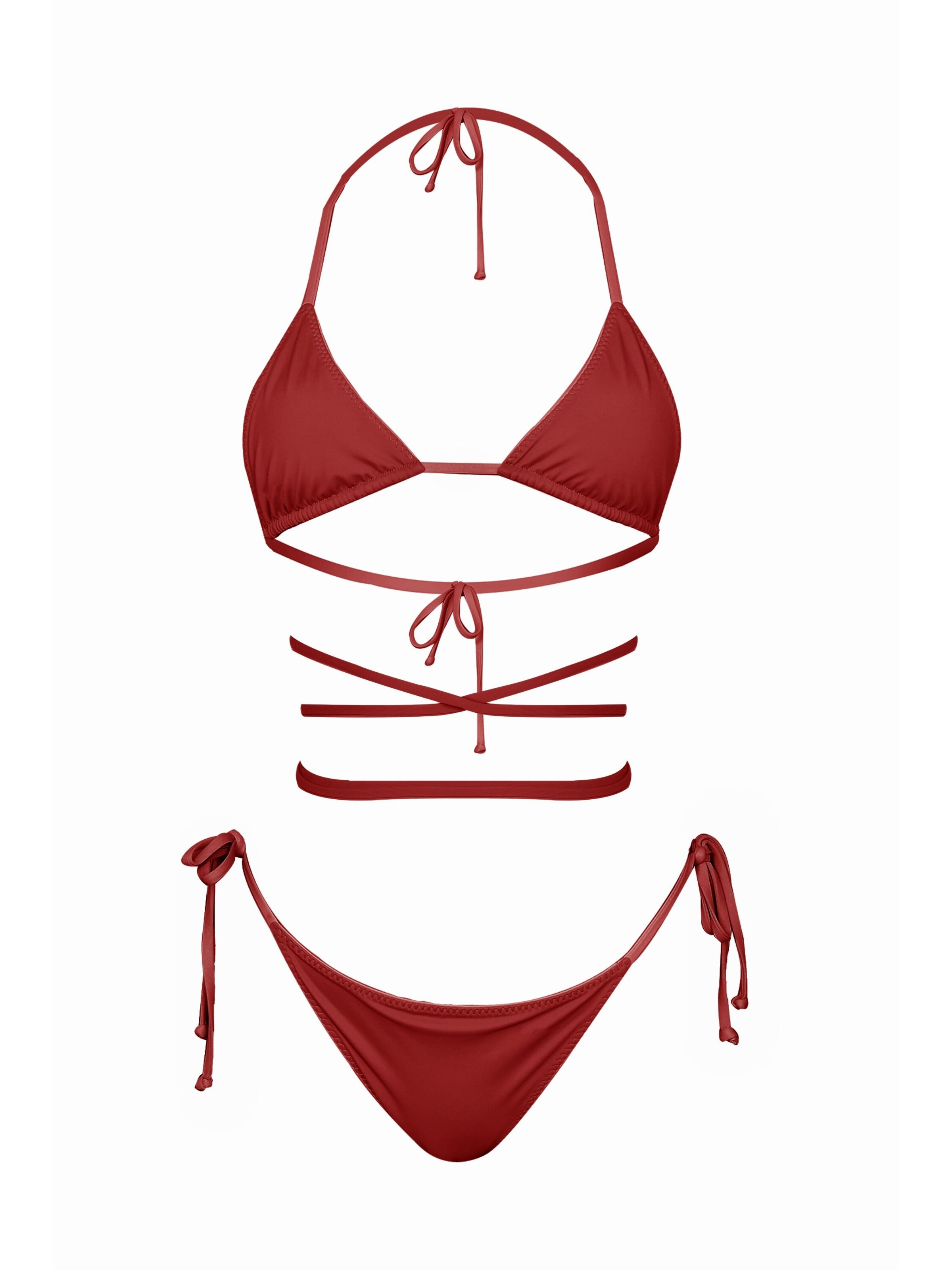 Kadoo Triangel Bikini 'ECONYL® Ruby Bloom Set 2-tlg.' in Rood: voorkant