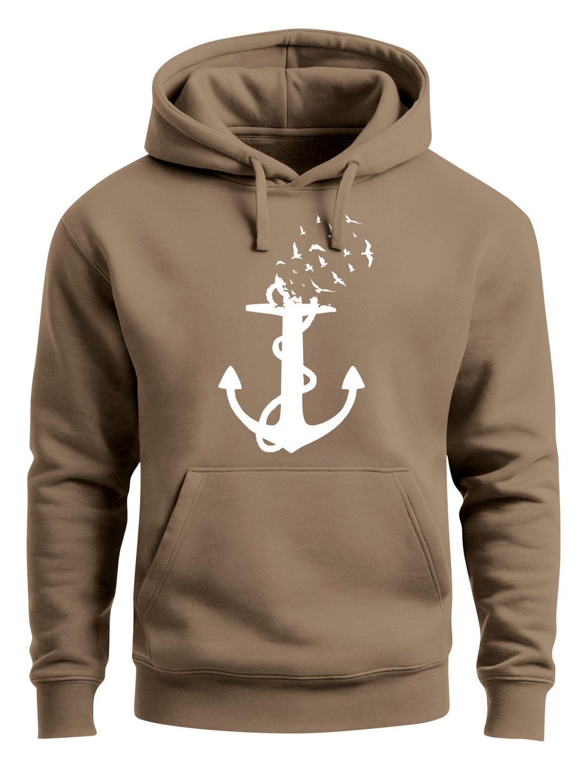 Neverless Sweatshirt 'Anker Vögel' in Brown: front