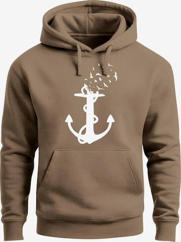Neverless Sweatshirt 'Anker Vögel' in Brown: front