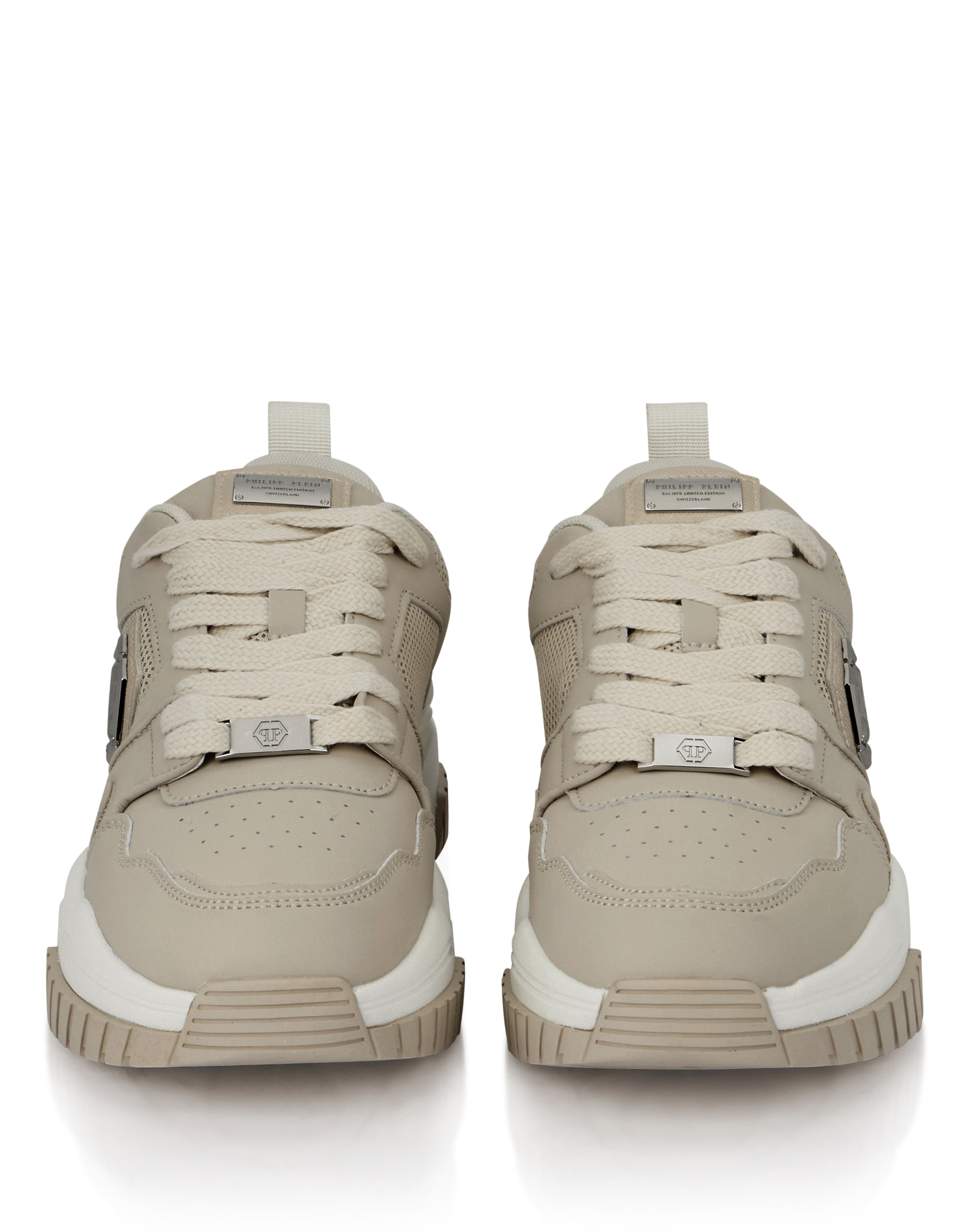 Philipp Plein - Sapatilhas baixas 'Hexagon' em bege