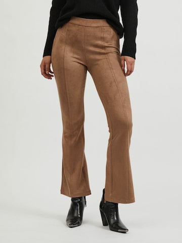 Vila Petite Flared Trousers 'Ghita' in Brown: front