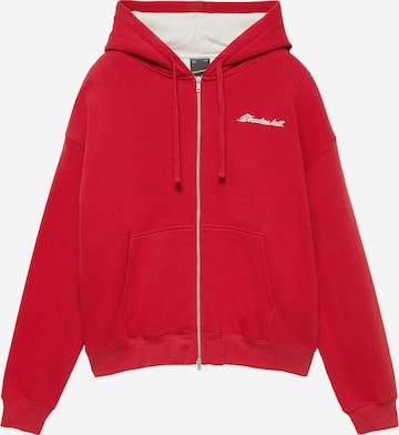 Pull&Bear Sweat jacket in Red: front