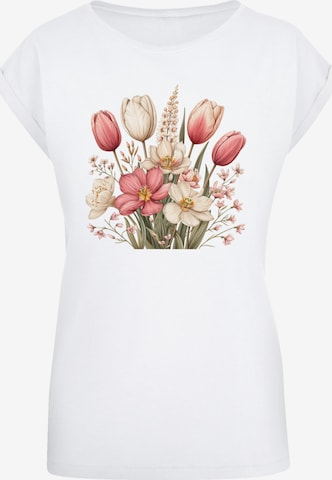 T-shirt 'Rosa weißer Frühlingsblumenstrauß' F4NT4STIC en blanc : devant